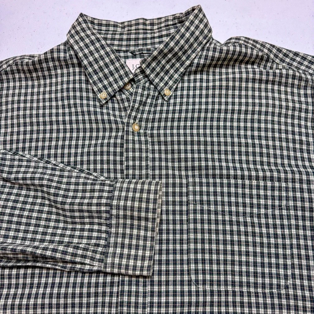 J Crew Shirt Mens XL Green Navy Plaid Button Down‎ Long Sleeve Casual Cotton